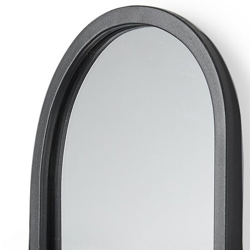 HomeRoots 19" Black And Clear Glass Bottle Metal And Mirrored Glass Oval Wall Vase image number 2