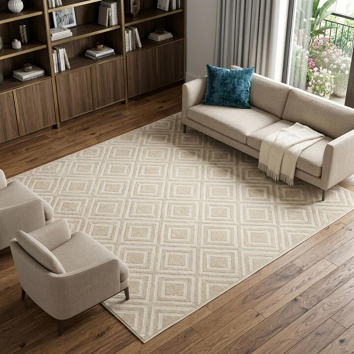 HomeRoots 8' X 10' Beige Geometric Area Rug