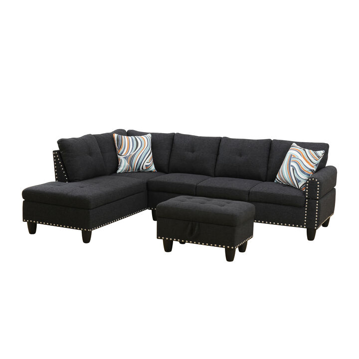 TATEUS L-Shaped Sectional Couch with Storage Ottoman