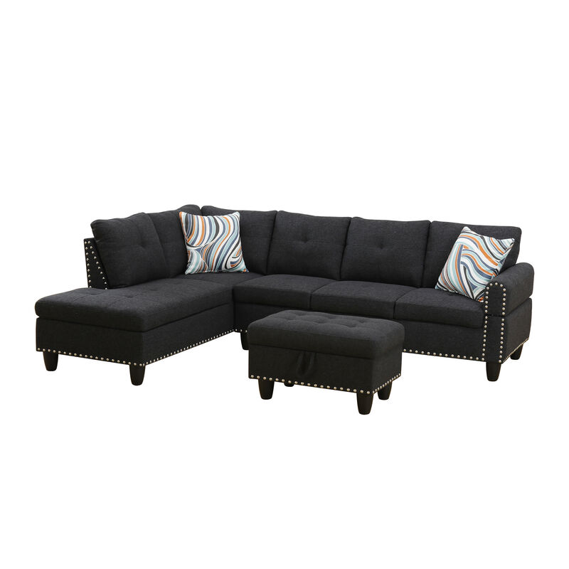 TATEUS L-Shaped Sectional Couch with Storage Ottoman image number 0