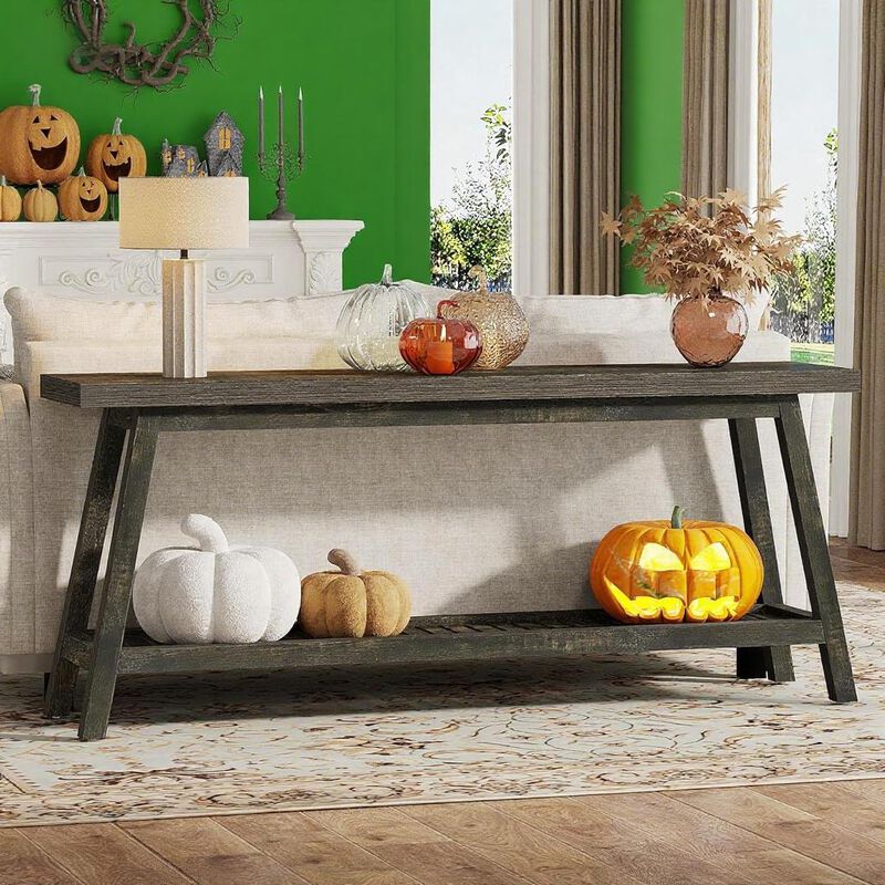 Narrow Console Table with Storage Shelf for Living Room or Hallway