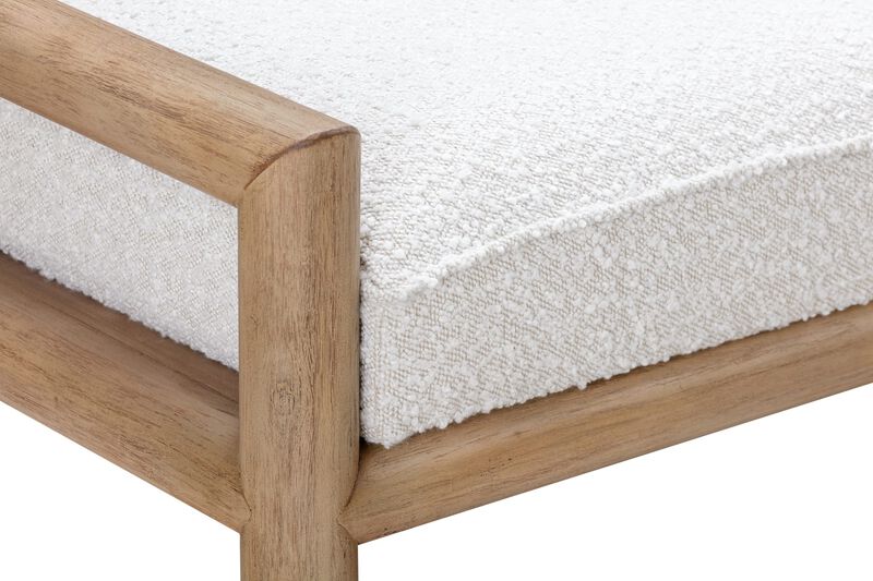 Dorsey Boucle Upholstered Wooden Bench in Granola and Ricotta