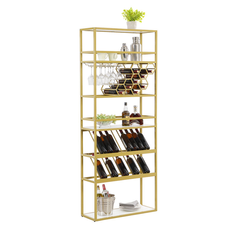 Merax LED Tall Bar Cabinet Wine Rack
