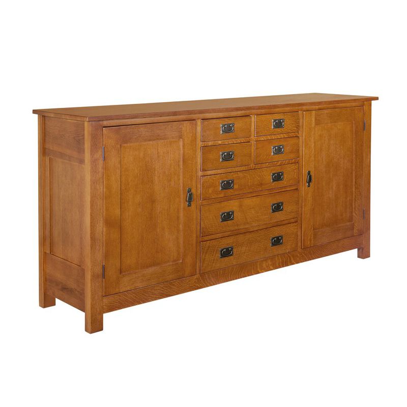 Crafters and Weavers Mission 7 Drawer Sideboard With 2 Doors