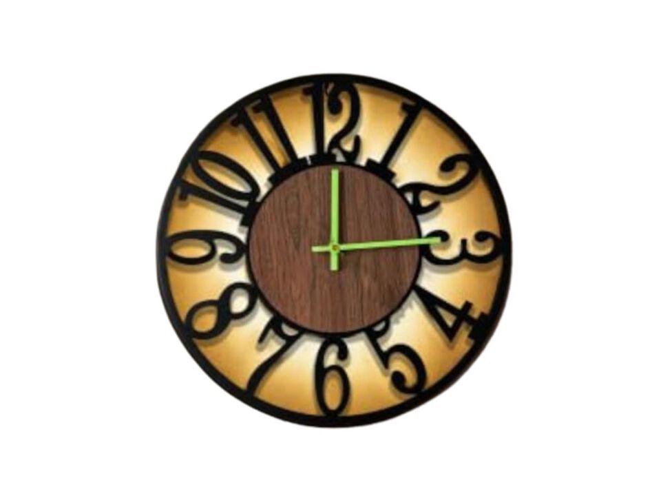 Glow In The Dark Modes Night Light Rustic Wall Clock Silent Metal