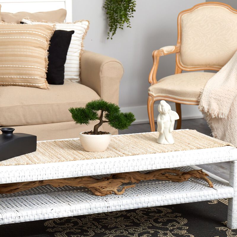 Hivvago 10 Inches Cedar Bonsai Artificial Tree in Decorative Planter