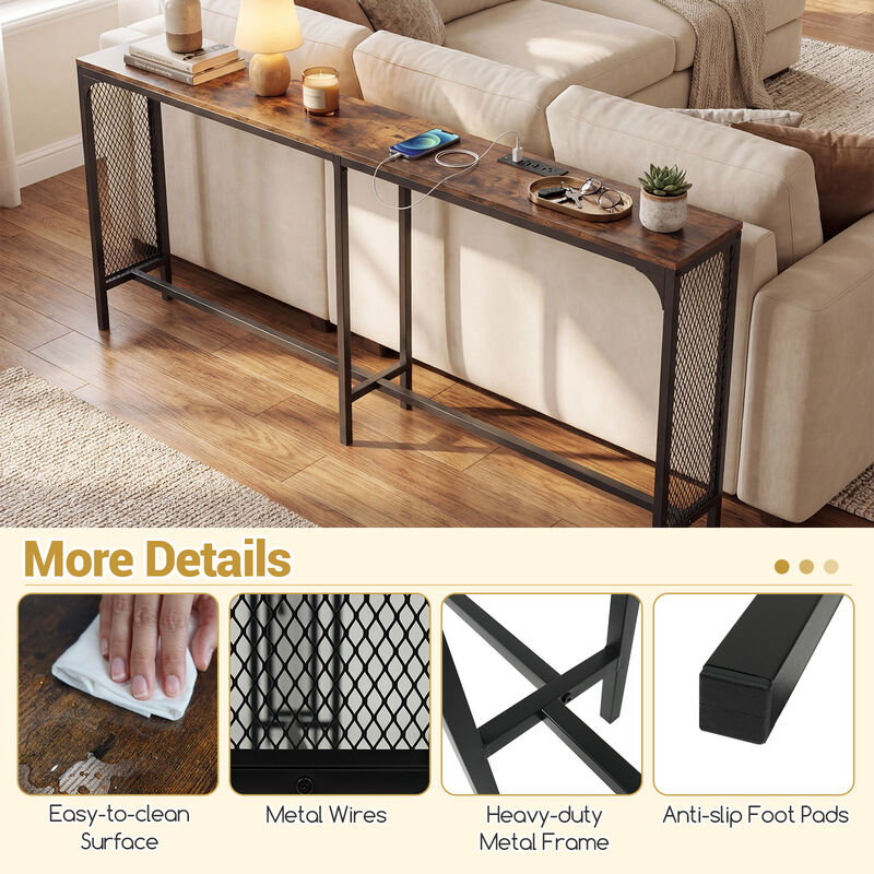 Slim Console Table with Built In Power Outlet for Entryway image number 6