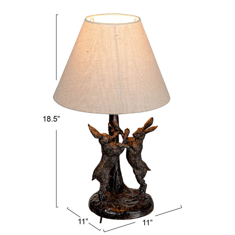 Bunny Rabbit Table Lamp with Linen Empire Shade, Brown and Natural image number 2