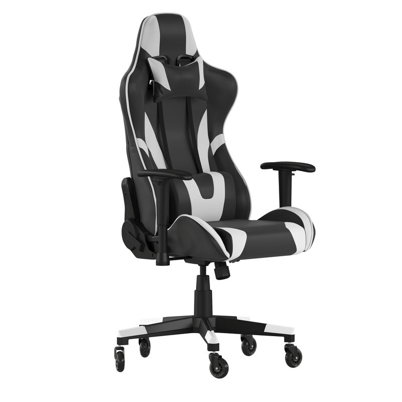 X20 Gaming Chair Racing Office Computer PC Adjustable Chair with Reclining Back and Transparent Roller Wheels in   LeatherSoft