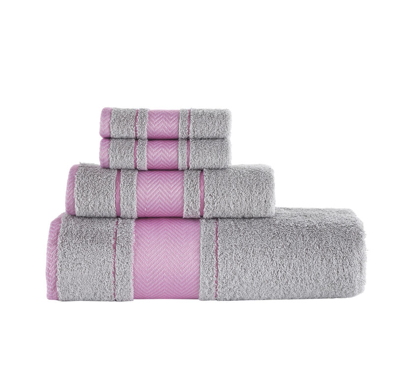 KAFTHAN Textile Fishbone Turkish Cotton Bath Towels (Set of 4)