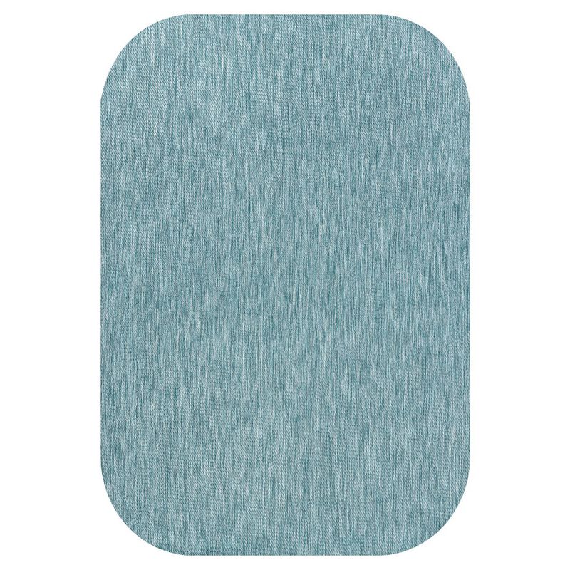 Miles Modern Minimalist Radius Corner Solid Indoor/Outdoor Shaped Area Rug