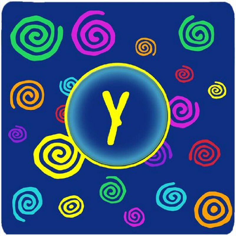 Caroline's Treasures CJ1011-YFC Monogram-Blue Swirls Foam Coasters (Set of 4), Initial Letter Y, 3.5 H x 3.5 W, Multicolor