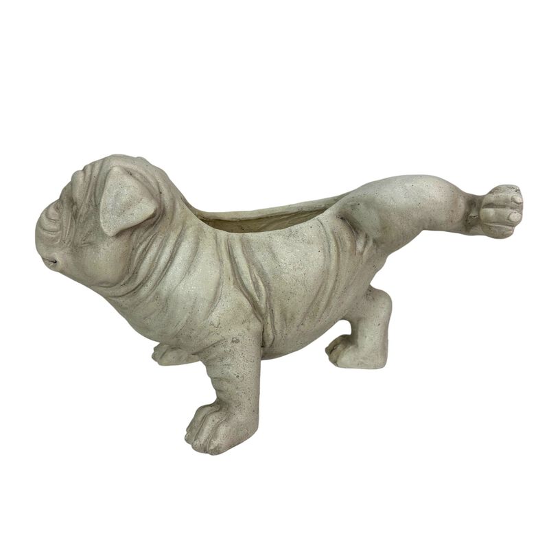 Bulldog Planter Antique Stone Finish Magnesium Oxide Dog Planter Decor image number 4