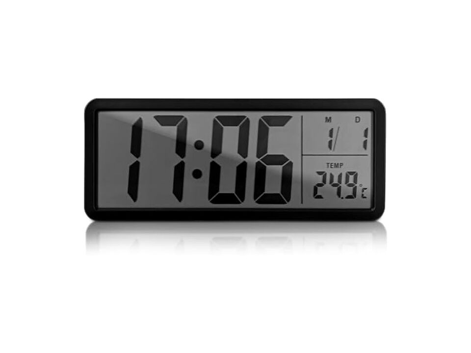 Digital Date Temperature LED Mount Wall Clock Battery Operated Living Room Decor