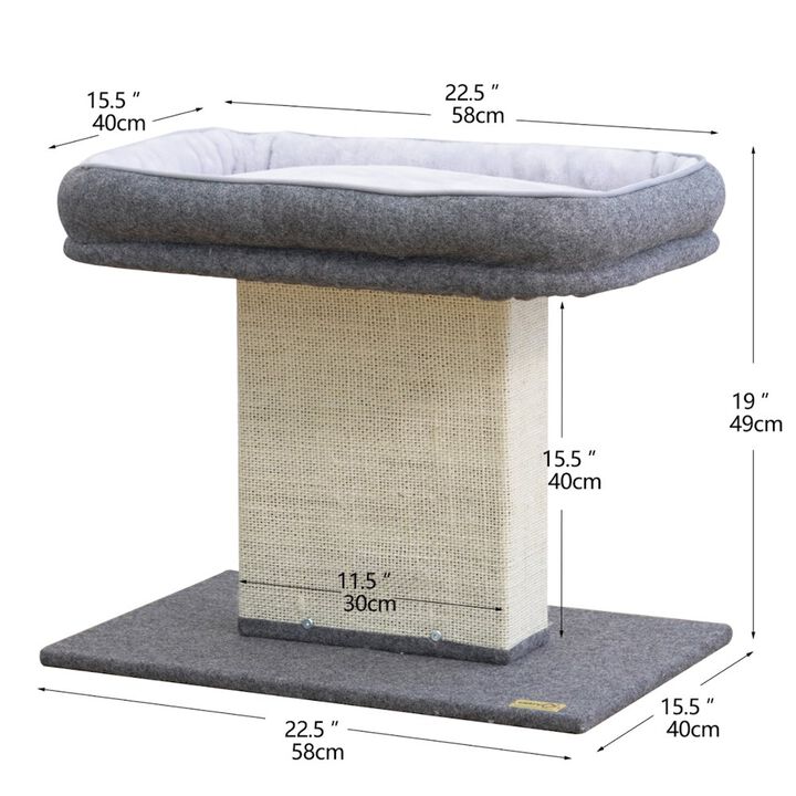 Catry Mellow 2-Level 19" Cat Perch with Replaceable Parts, Washable Bed