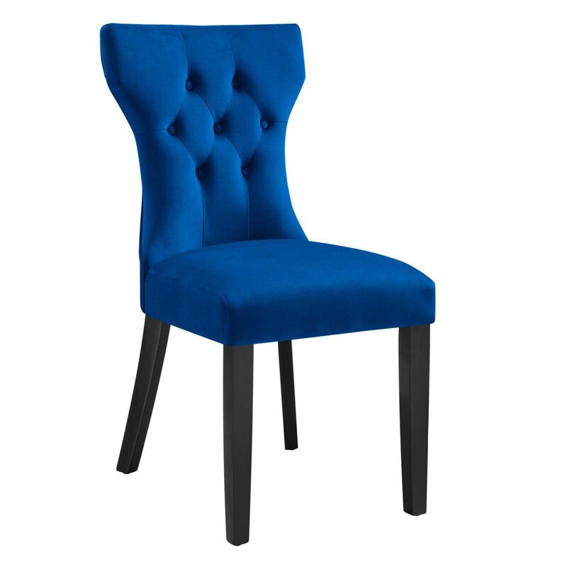 Modway Silhouette Velvet Set of 2 Dining Chairs with Navy Finish EEI-5014-NAV image number 2
