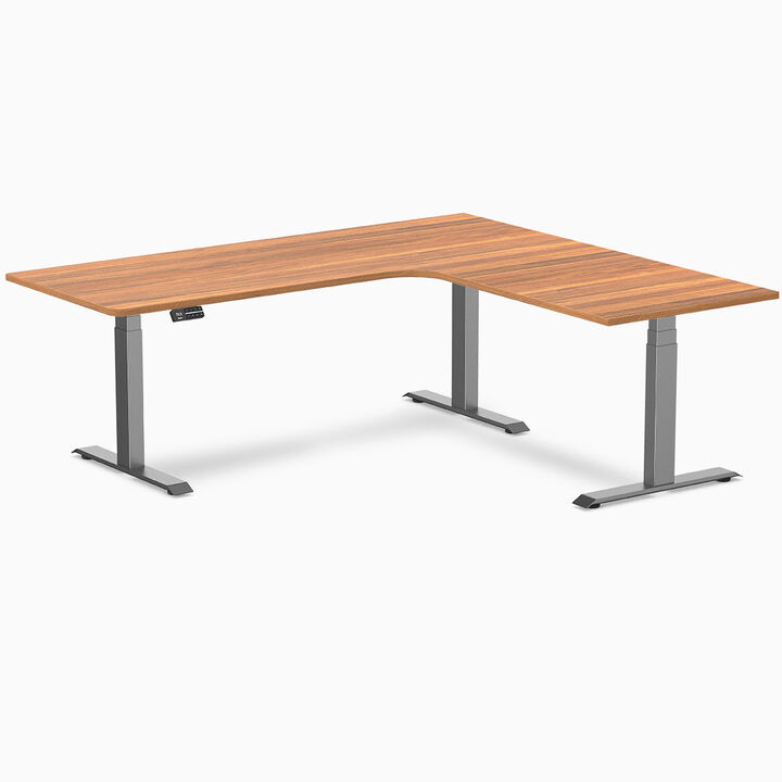 Desky L-Shape Curved Laminate Sit Stand Desk