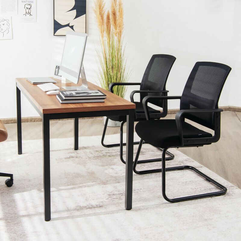 Set of 2 Conference Chairs with Lumbar Support-Black image number 1