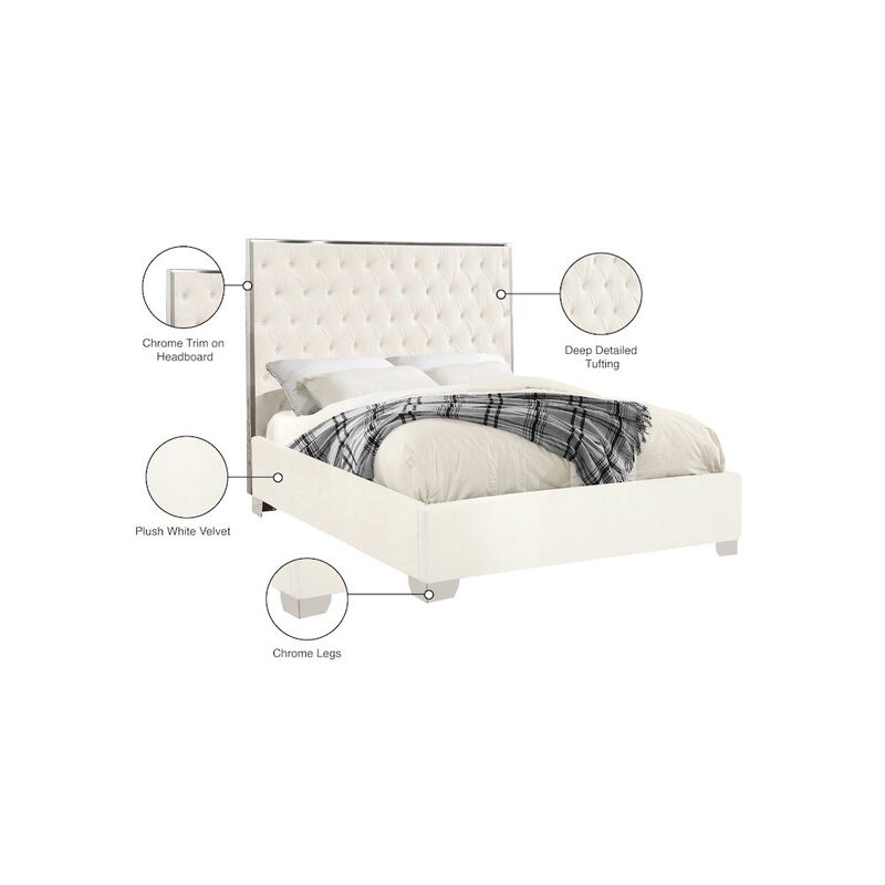 Meridian Furniture Lexi White Velvet King Bed