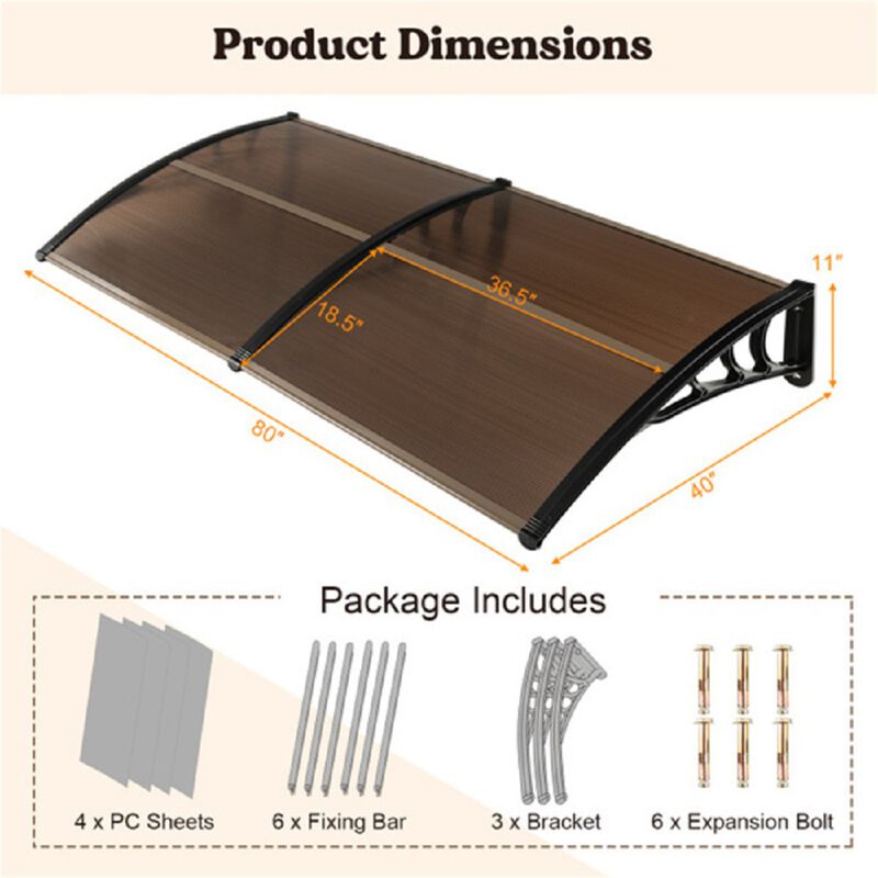 Sun & Rain Protection Overhang Awning  Outdoor Canopy for Doors, Windows & Patios image number 1