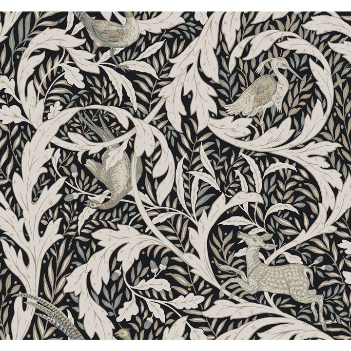 Woodland Tapestry Black Wallpaper