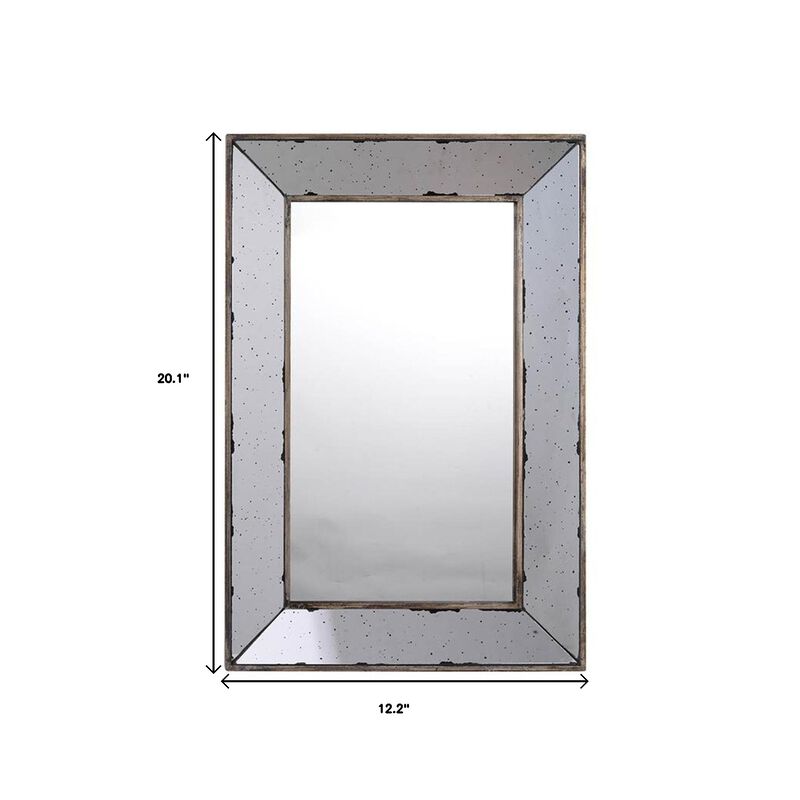 HomeRoots 20" Silver Framed Antiqued Accent Mirror image number 3