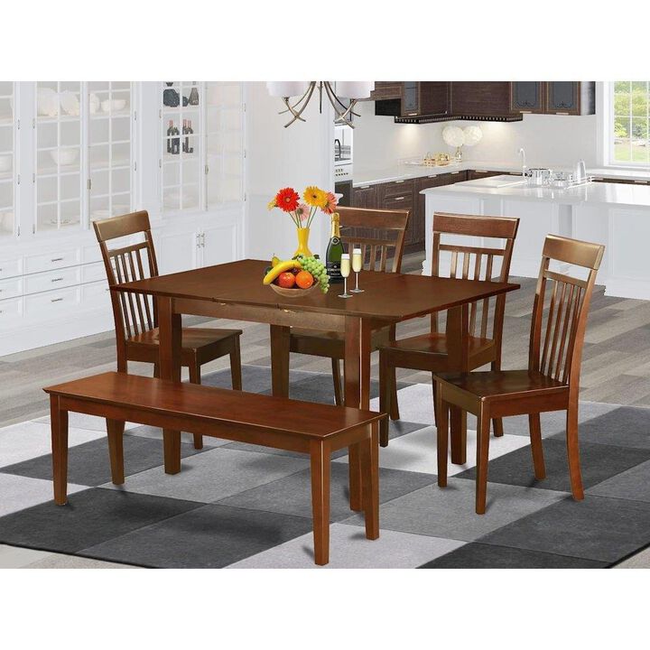 6-Pc Dining room set with bench -Tables with 4 Dining Chairs and Bench