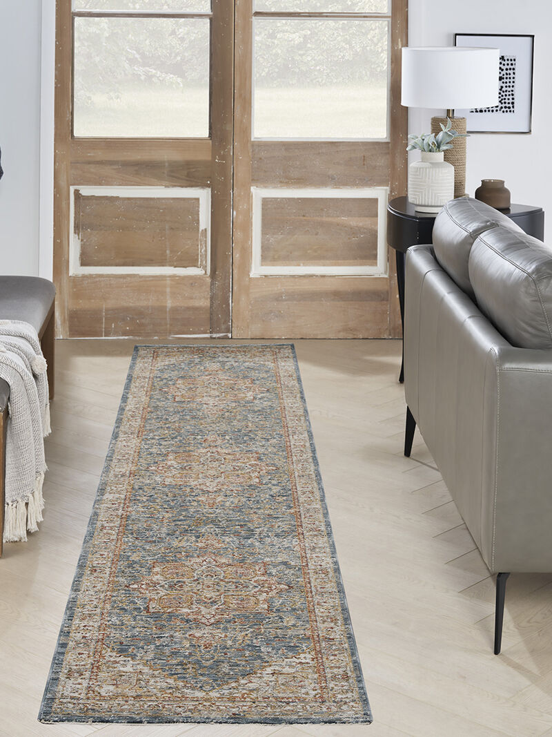 Sahar SHR06 Ivory/Blue 2'3" x 10'2" Rug image number 5