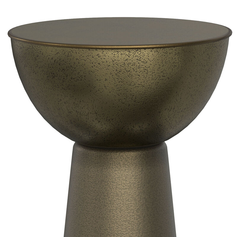 Surrey Contemporary Modern 12 inch Wide Metal Side Table in Antique Gold, Fully Assembled
