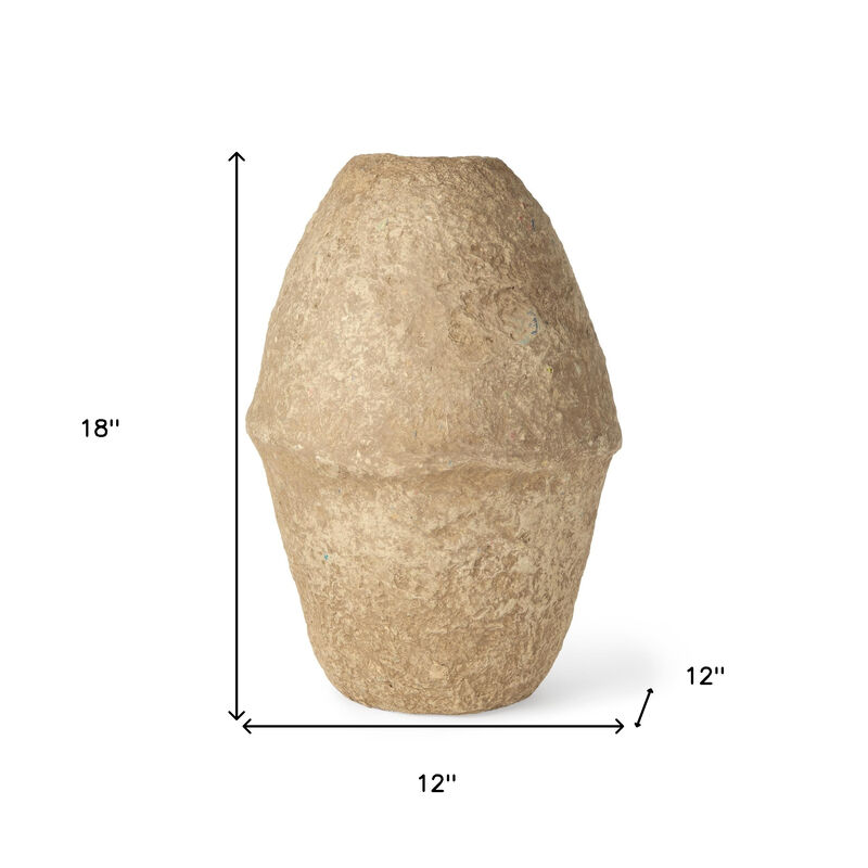 HomeRoots 18" Beige Paper Mache Cylinder Table Vase image number 3