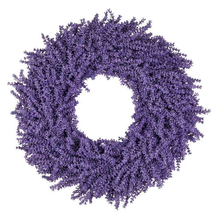 Purple Lavender Artificial Floral Spring  Wreath  28-Inch  Unlit