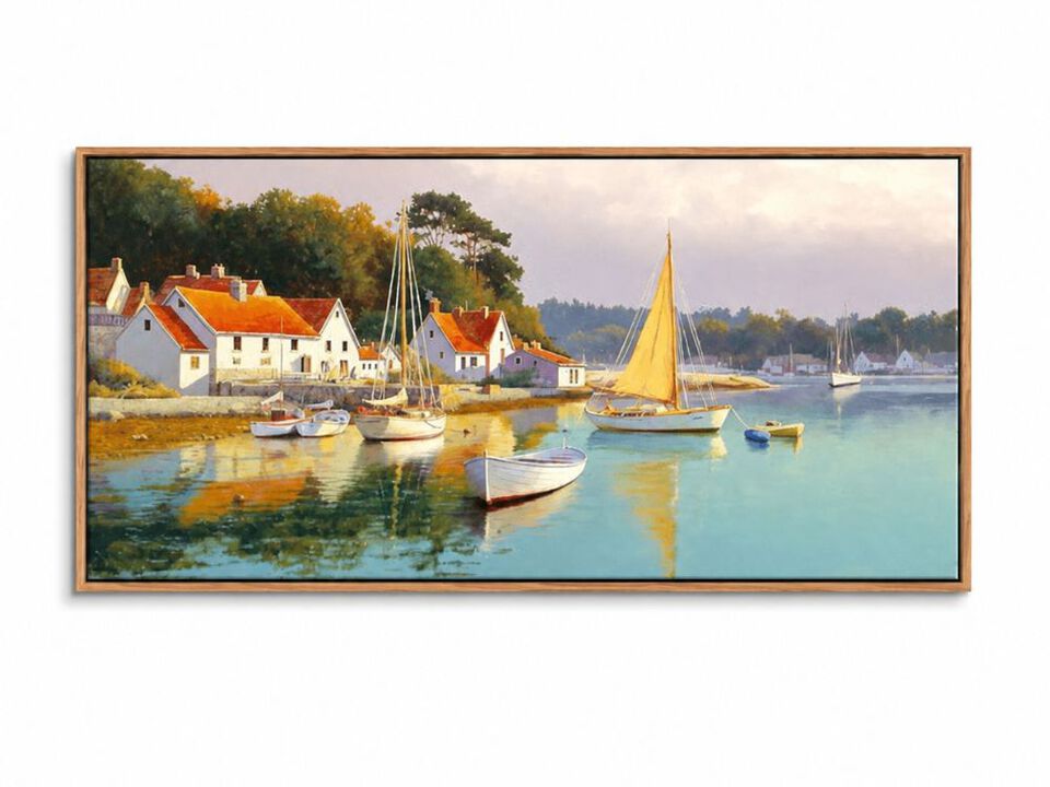 Coastal Wall Art Rustic Ocean Boat Canvas Living Room Bedroom Decor Framed Walls