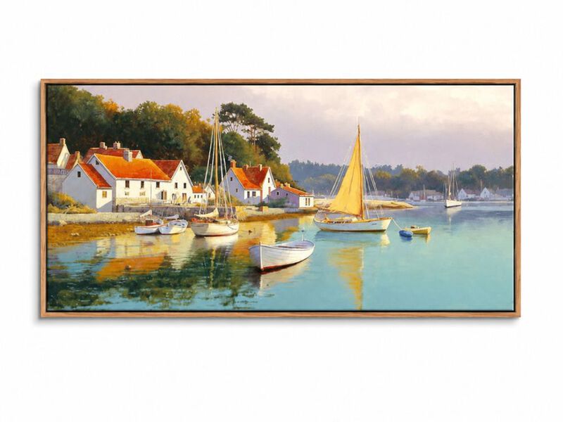 Coastal Wall Art Rustic Ocean Boat Canvas Living Room Bedroom Decor Framed Walls image number 0