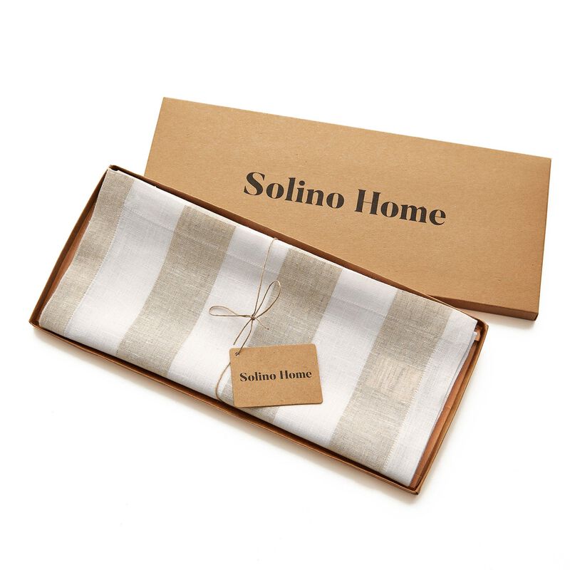 Solino Home 100% Pure Linen Table Runner - Cabana Stripe