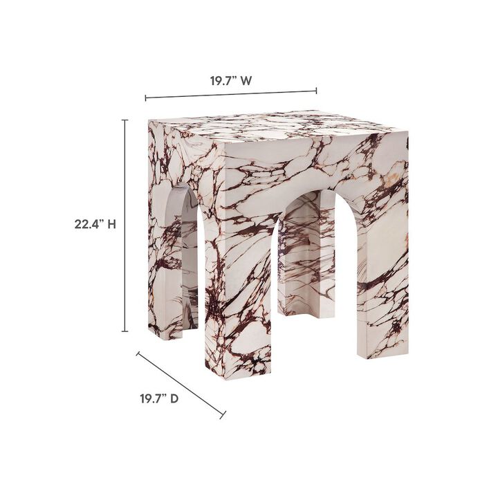 Valen Square Indoor - Outdoor Patio Arched Concrete Side Table