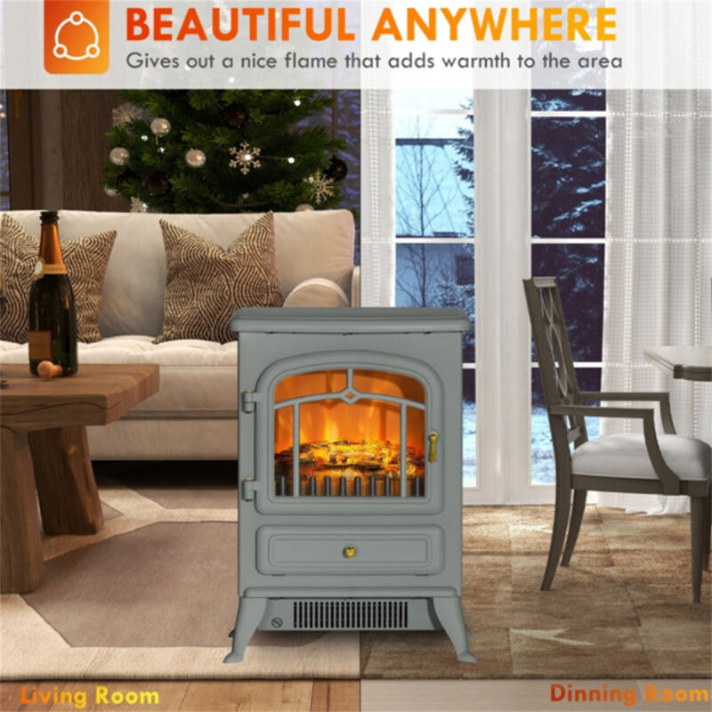Wall-Mounted Electric Fireplace Heater with Remote Control