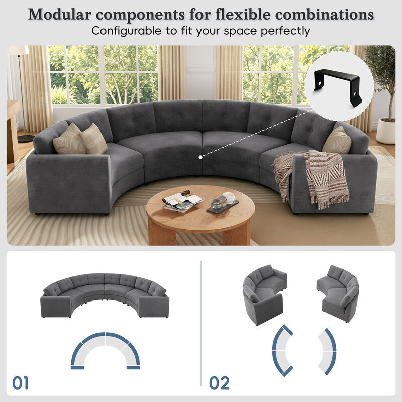 Merax Curved Modular Sectional Sofa with Customizable Layout, High-Resilience Foam & Pocket Spring Seats image number 6