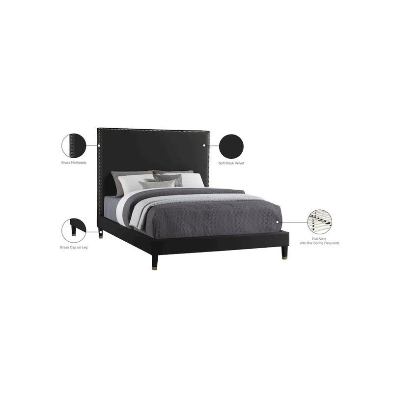 Meridian Furniture Harlie Black Velvet King Bed