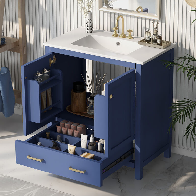 Whisen 30 in. Bathroom Storage Cabinet Bathroom Vanity with 2 Soft Closing Doors and Drawer