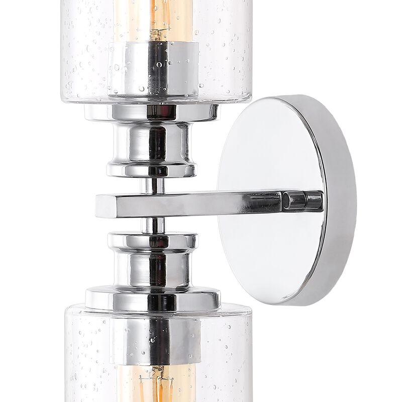 Jules Edison Cylinder Iron/Seeded Glass Farmhouse Contemporary LED Wall Sconce