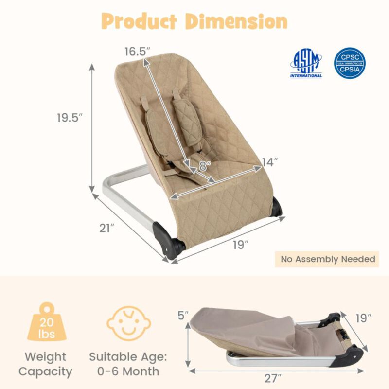 Hivvago Baby Bouncer Seat with Aluminum and Metal Frame image number 8
