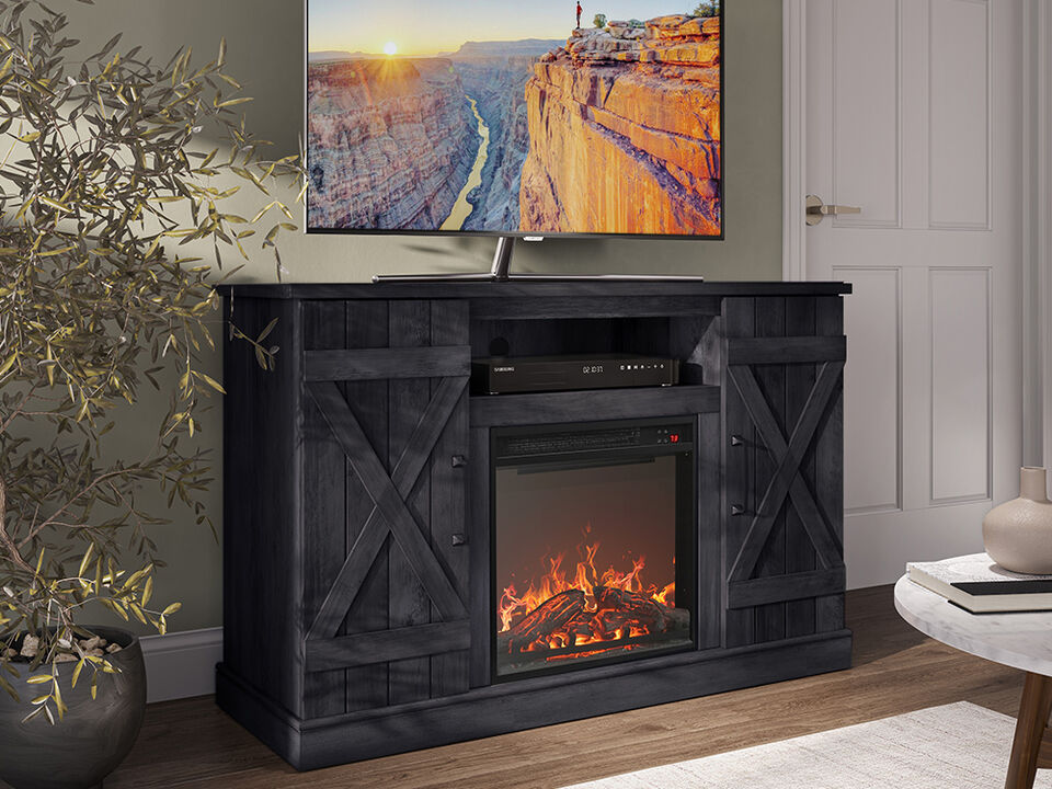 BELLEZE 47" TV Stand with 18" Electric Fireplace Heater & Media Entertainment Center Console Table for TV up to 50" with Open Storage Shelves & Cabinets - Veropeso