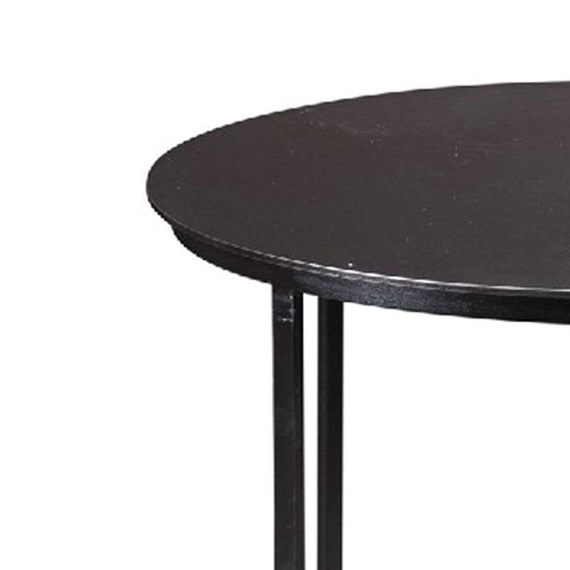 Round Metal Frame Side Table with Tubular Legs, Black