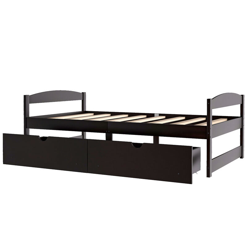 Twin Size Platform Bed, with Two Drawers