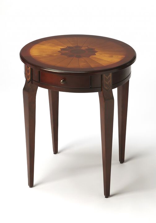 Hivvago Cherry With Maple Inlay Round Accent Table