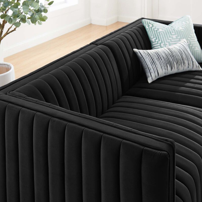 Conjure Channel Tufted Performance Velvet Loveseat image number 9