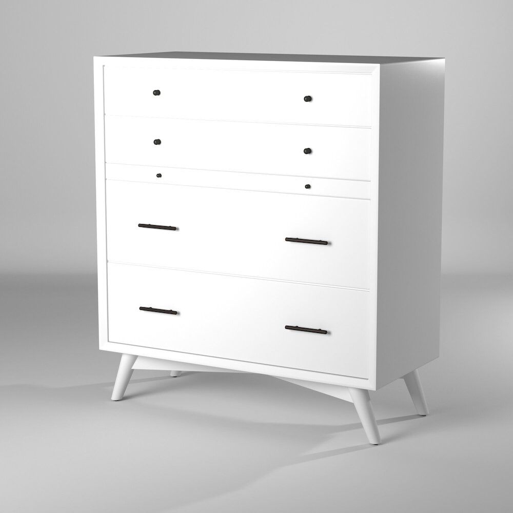 Alpine Furniture Flynn Mid Century Modern 4 Drawer Multifunction