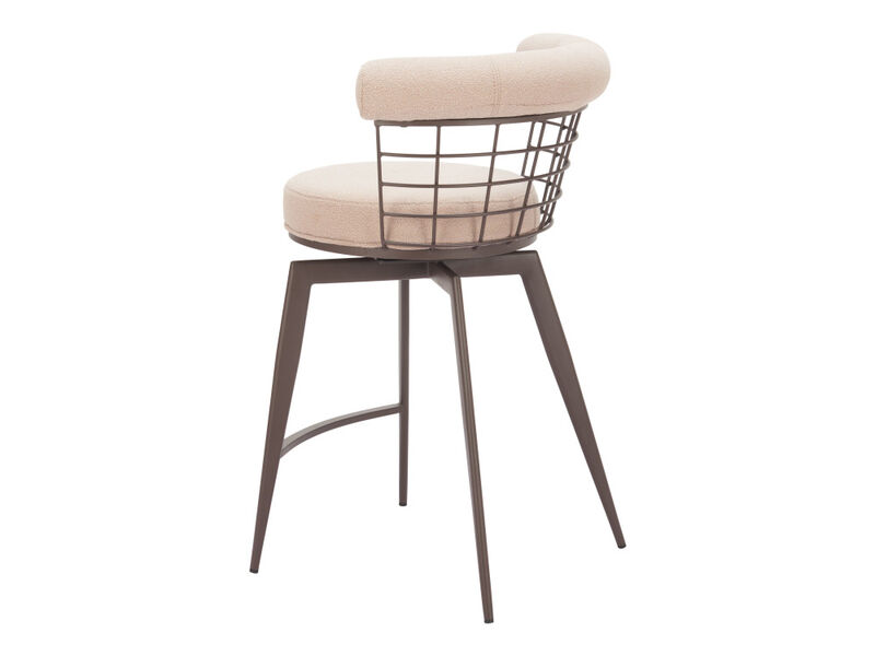 Saku Swivel Counter Stool Beige & Brown