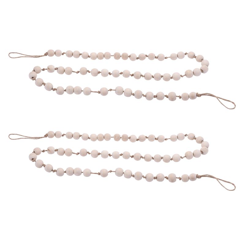 Rustic Wood Bead Garland Set – Natural Beaded String Decor for Centerpieces, Wall Hanging, or Entryway Accent