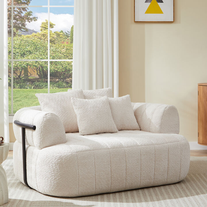 Merax Compressed Foam Lounge Chair with 4 Pillows & Metal Support &ndash; 64" Oversized Seat